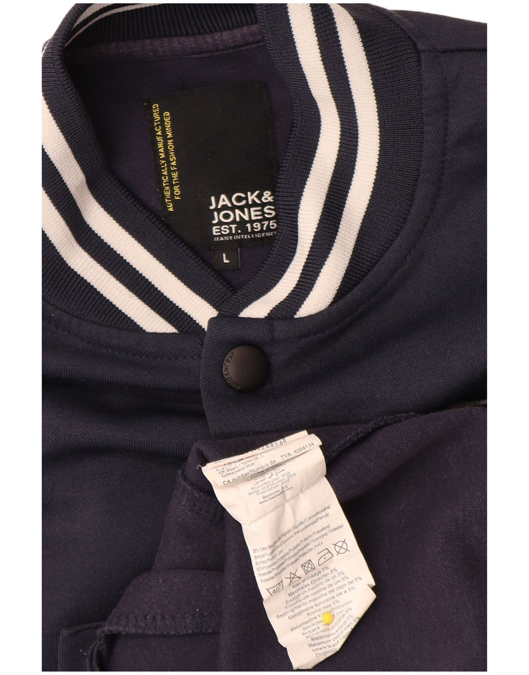Jack & Jones Herren Graphic Varsity Jacke UK 40 Large Marineblau Farbblock