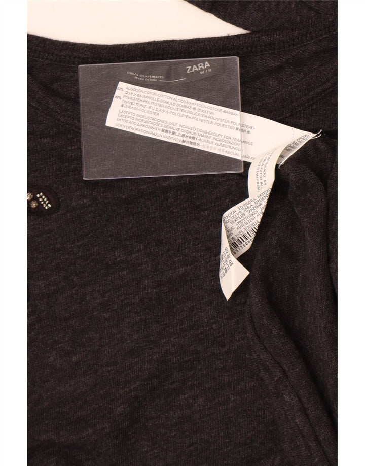 Zara Damen-Blusenoberteil, UK-Größe 10, Größe S, graue Baumwolle