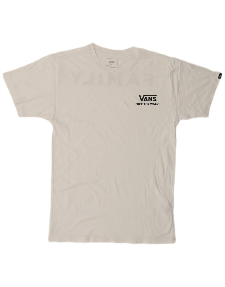 VANS Herren Classic Fit Grafik-T-Shirt-Oberteil aus mittelweißer Baumwolle