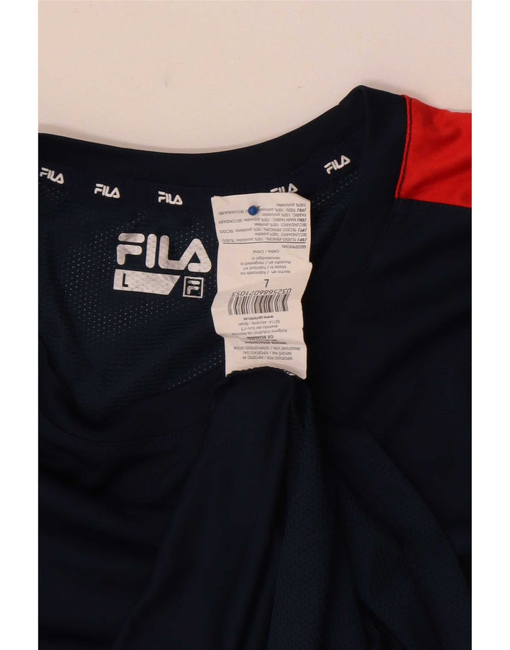 Fila Herren-T-Shirt-Oberteil, groß, marineblau, Farbblock-Polyester