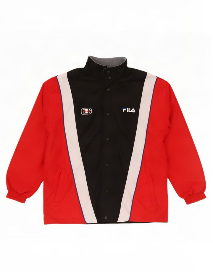 Fila Herren-Trainingsanzug mit grafischem Wende-Trainingsoberteil, Mittelrot, Farbblock