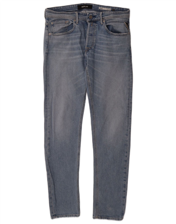 REPLAY Herren Willbi Regular Slim Jeans W32 L32 Blaue Baumwolle