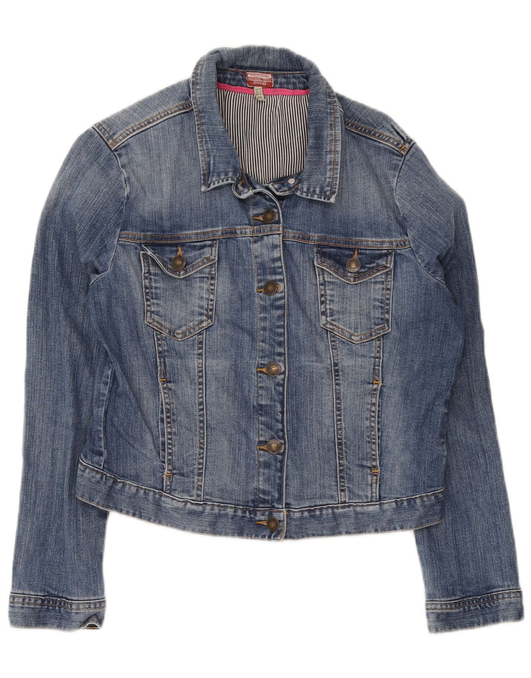 Joules Damen Crop Denim Jacke UK 16 Large Blaue Baumwolle