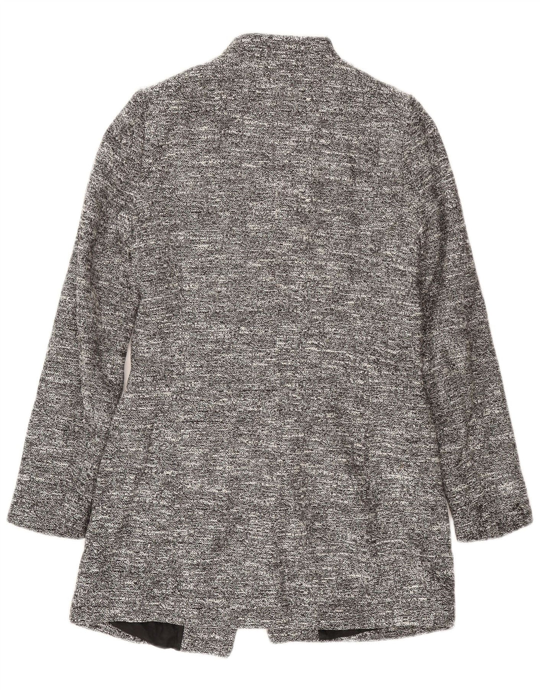 Zara Damen Longline-Blazerjacke UK 12 Mittelgrau meliertes Acetat