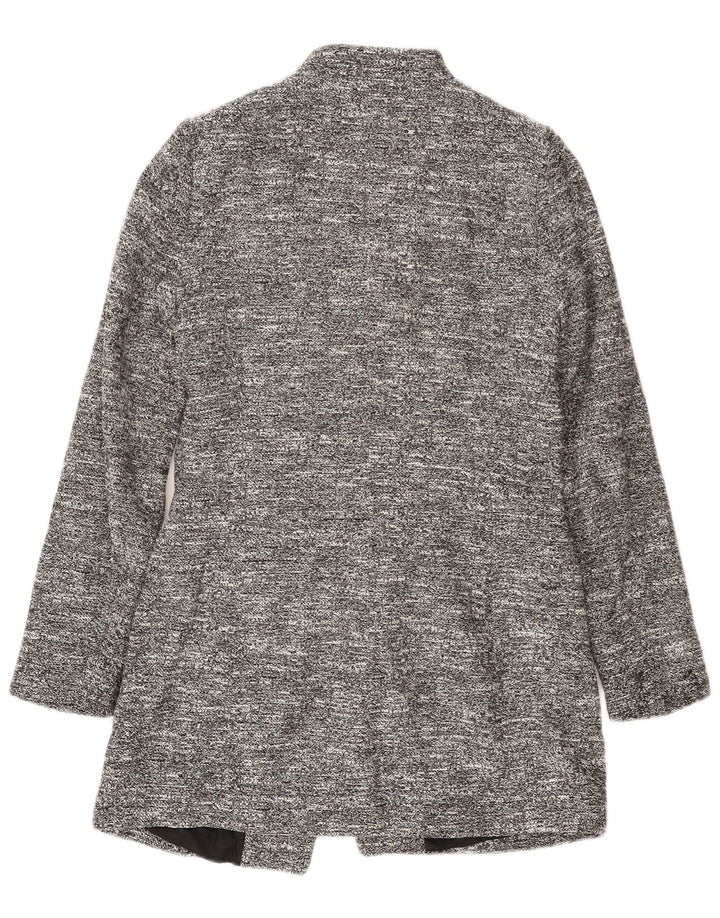 Zara Damen Longline-Blazerjacke UK 12 Mittelgrau meliertes Acetat
