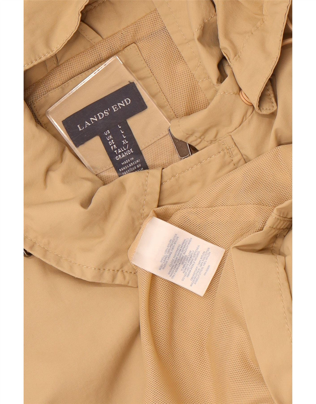Lands End Herren-Utility-Jacke mit Kapuze, UK 40, großes beiges Nylon