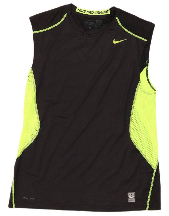 Nike Herren-Dri-Fit-Trägershirt, Mittelschwarzes Farbblock-Polyester