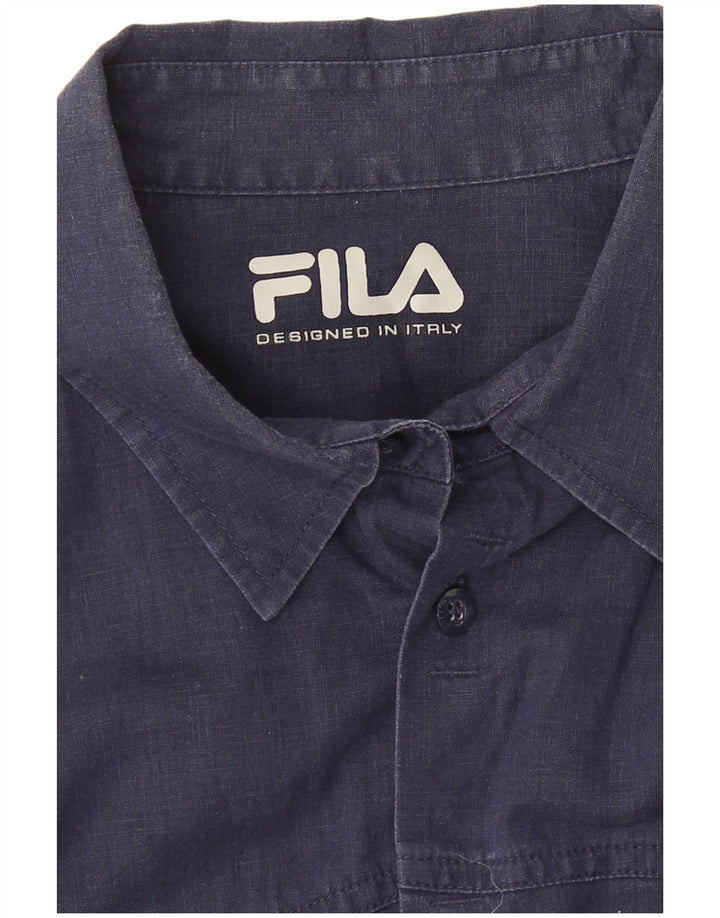Fila Herren Militär-Kurzarmhemd Medium Marineblau
