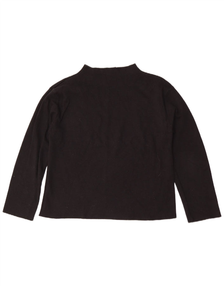Zara Damen Top Langarm UK 14 Medium Schwarz Baumwolle
