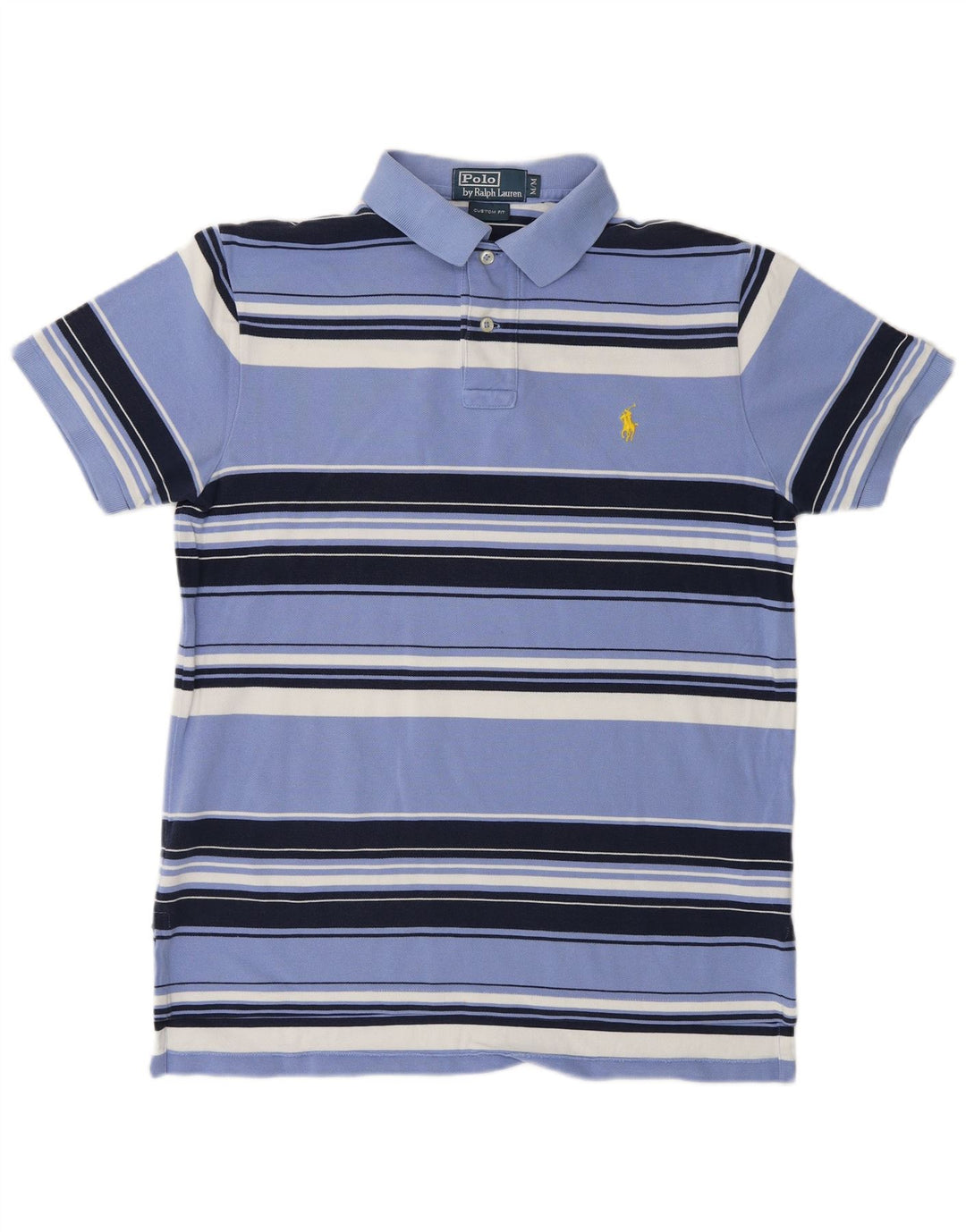 POLO RALPH LAUREN Herren-Poloshirt mit individueller Passform, mittelblau, gestreift, Baumwolle