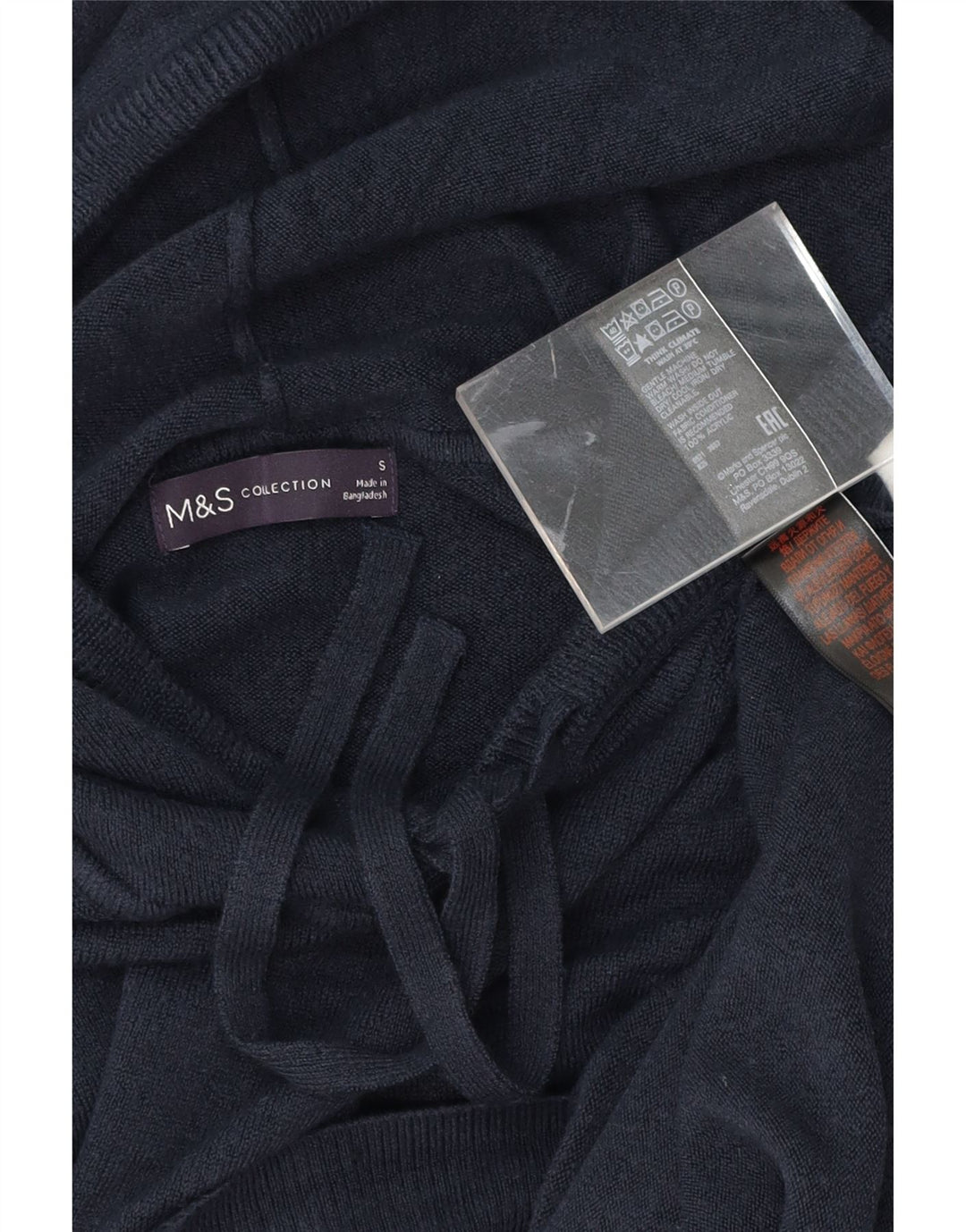 MARKS & SPENCER Womens Oversized Hoodie Jumper UK 10 Small Navy Blue Vintage Marks & Spencer and Second-Hand Marks & Spencer from Messina Hembry 