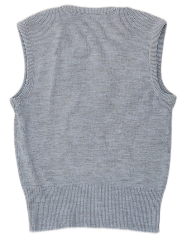Vintage Damen Weste Tank Top UK 10 Small Blau meliert Acryl