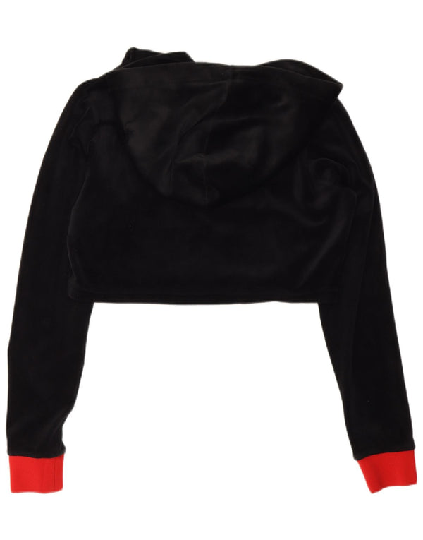 Fila Damen Crop Graphic Hoodie Pullover UK 10 Small Schwarz Farbblock