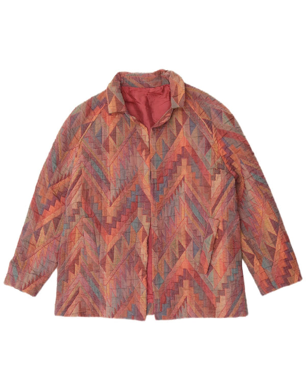 Vintage Damen offene Blazerjacke UK 12 Medium Mehrfarbig Geometrisch