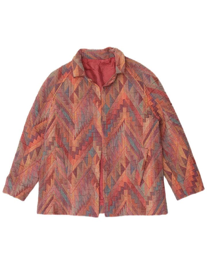 Vintage Damen offene Blazerjacke UK 12 Medium Mehrfarbig Geometrisch