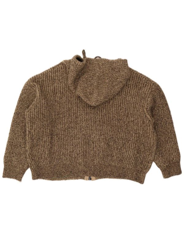 Zara Damen-Strickjacke mit Kapuze, übergroß, Gr. 6, XS, Beige gefleckt