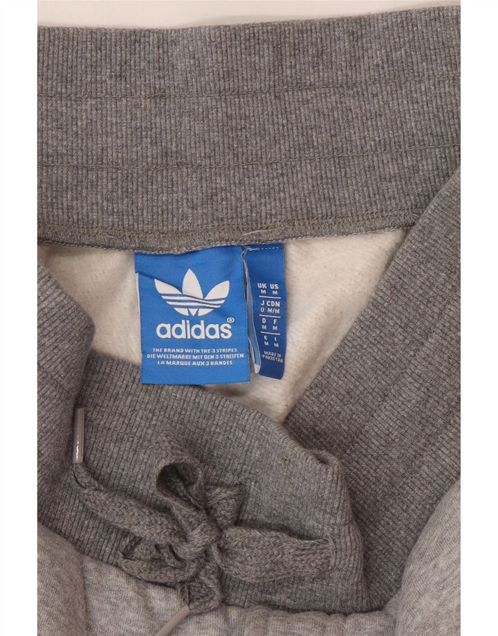 Adidas Damen-Trainingshose, UK 14, mittelgraue Colourblock-Baumwolle