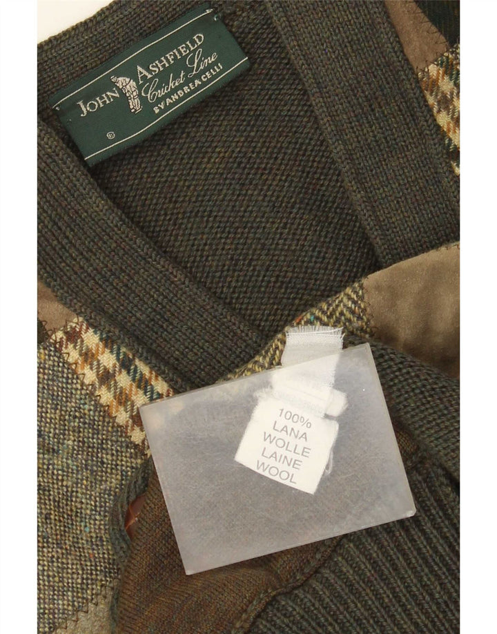 John Ashfield Herren Cricked Club Cardigan Pullover IT 48 Mittelgrün