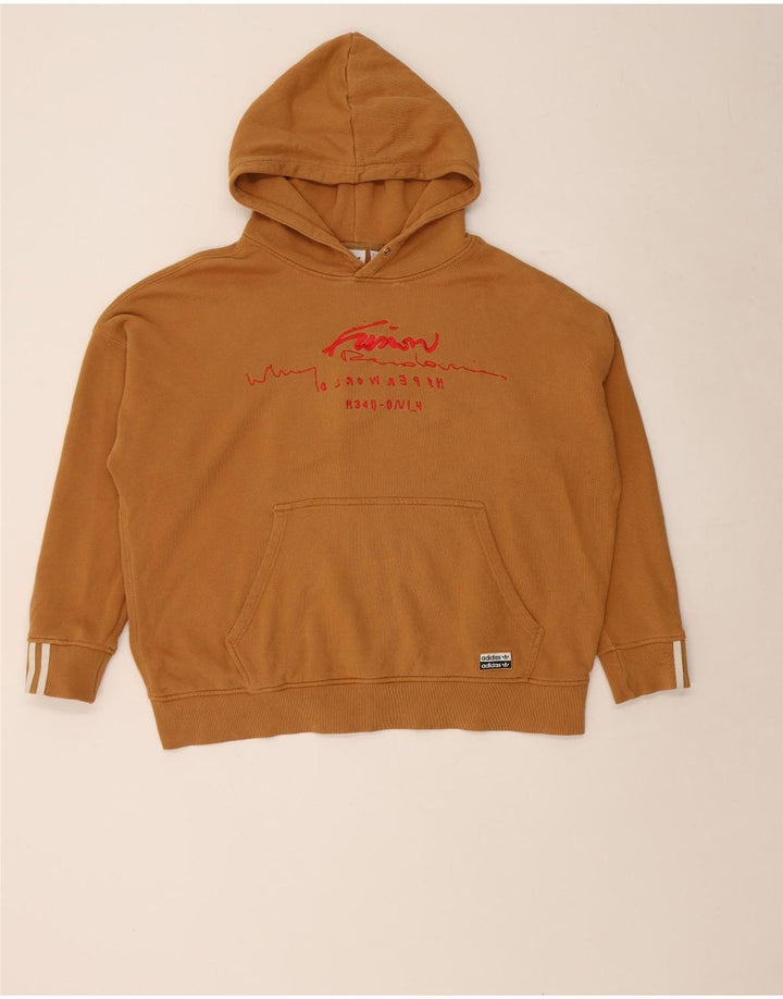 Adidas Womens Graphic Oversized Hoodie Pullover UK 20 2XL Braun