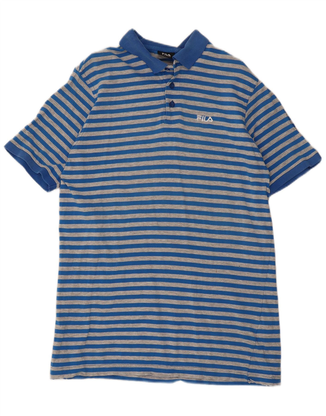 Fila Herren-Poloshirt, groß, blau gestreift, Baumwolle