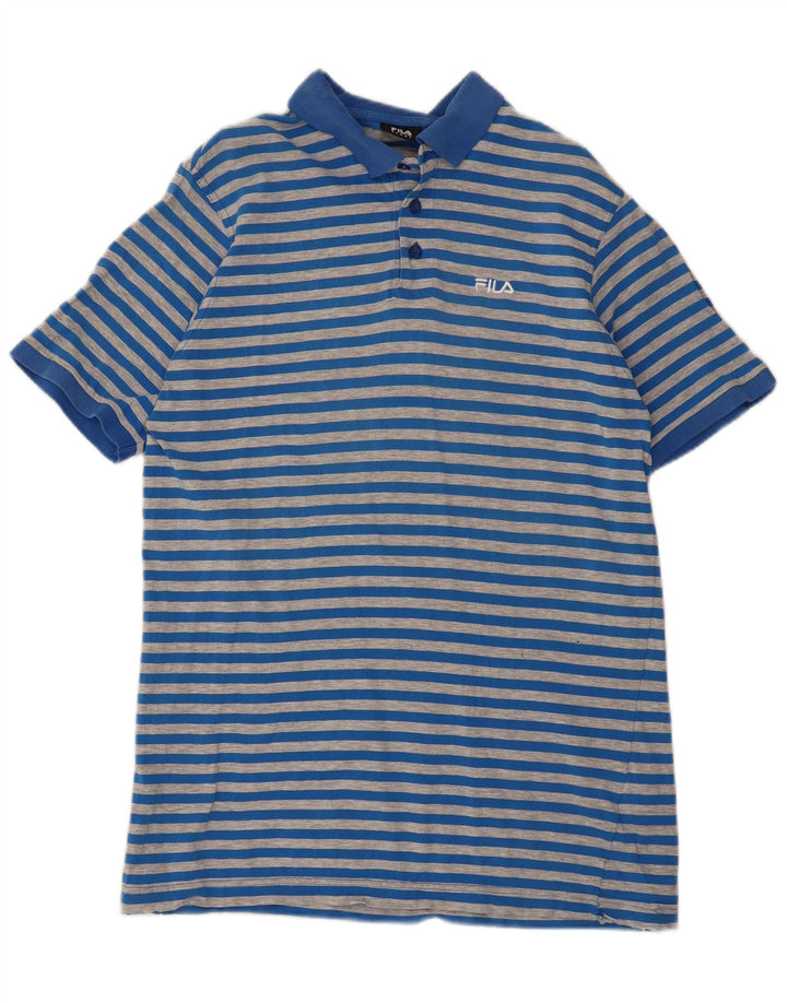 Fila Herren-Poloshirt, groß, blau gestreift, Baumwolle