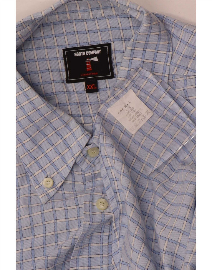Vintage Herrenhemd 2XL blau kariert Baumwolle