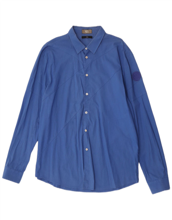 Iceberg Herren Slim Shirt XL Blau Baumwolle