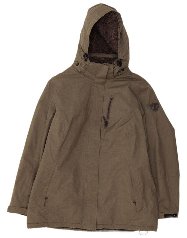 Killtec Womens Hooded Windbreaker Jacket US 16 2XL Khaki Polyester
