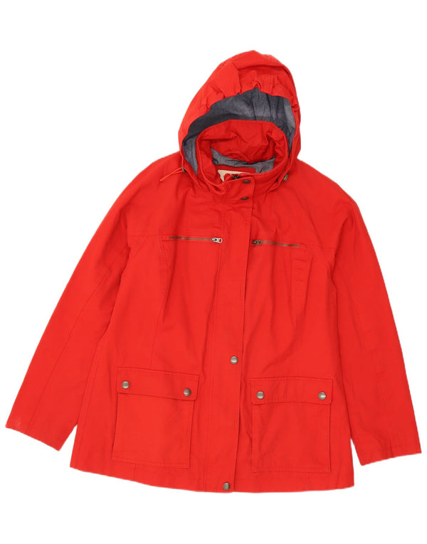 Fat Face Damen-Regenjacke mit Kapuze, UK 14, Größe L, Rot, Baumwolle