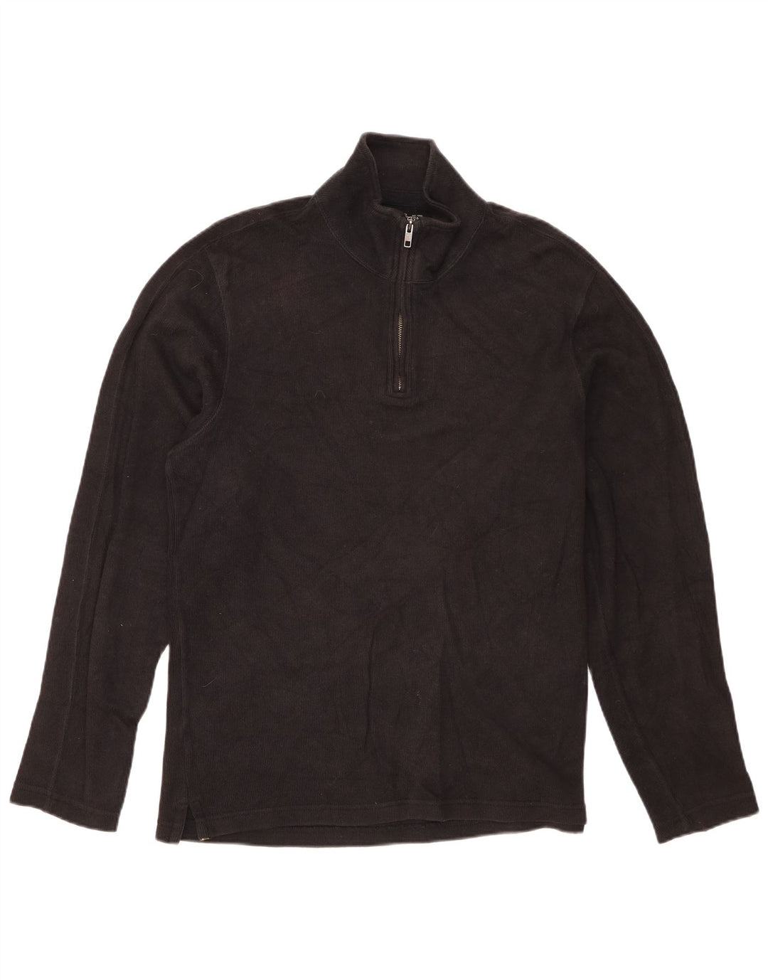 Eddie Bauer Herren-Pullover mit Reißverschluss am Hals, mittelschwarze Baumwolle