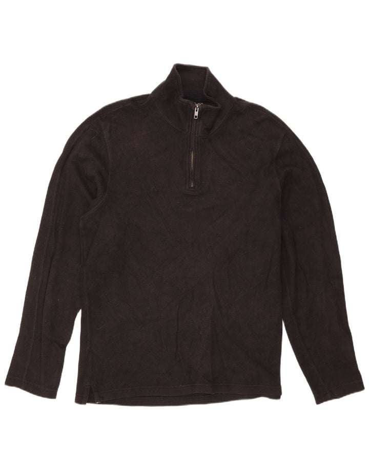 Eddie Bauer Herren-Pullover mit Reißverschluss am Hals, mittelschwarze Baumwolle