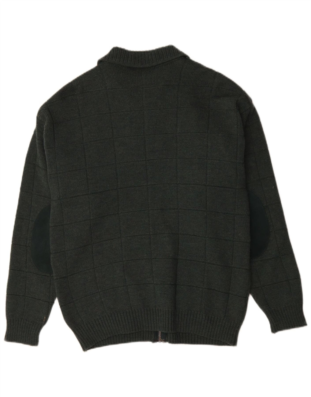 Marks & Spencer Herren-Cardigan-Pullover „St. Michael“ aus Wolle mit kleinem grünem Karomuster