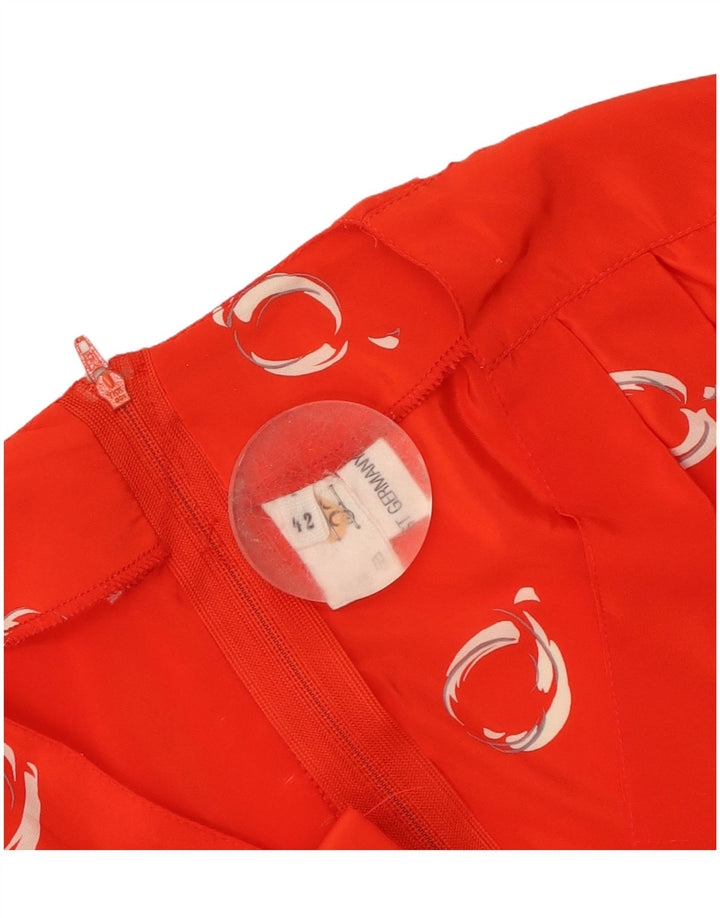 Vintage Damen Maxikleid mit abstraktem Muster und 3/4-Ärmeln, EU 42, großes Rot