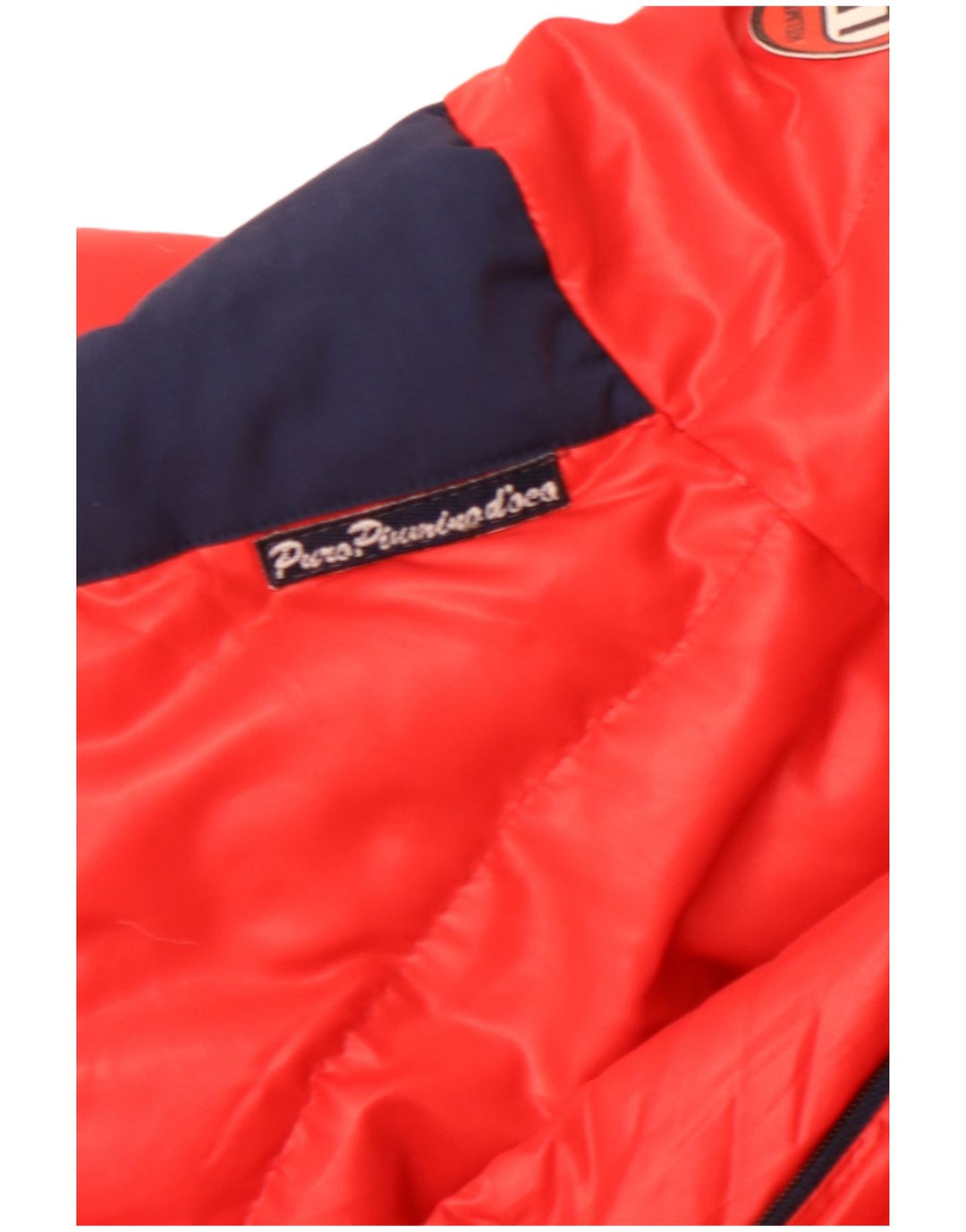 VINTAGE Wattierte Herrenjacke UK 40 Großes rotes Colourblock-Polyamid