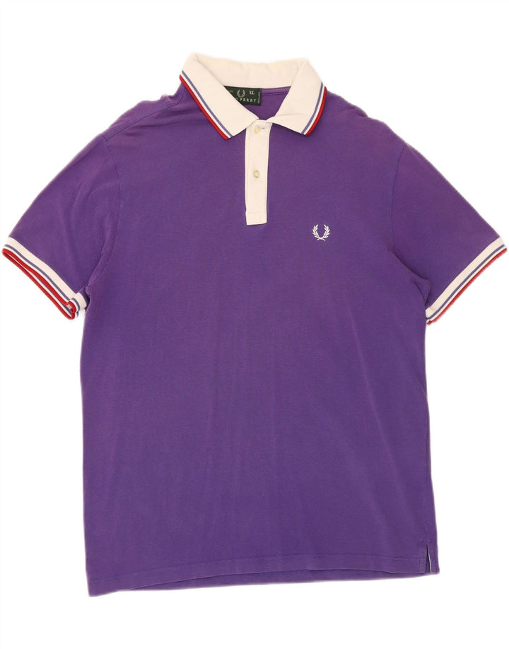 FRED PERRY Herren Poloshirt XL Lila Baumwolle