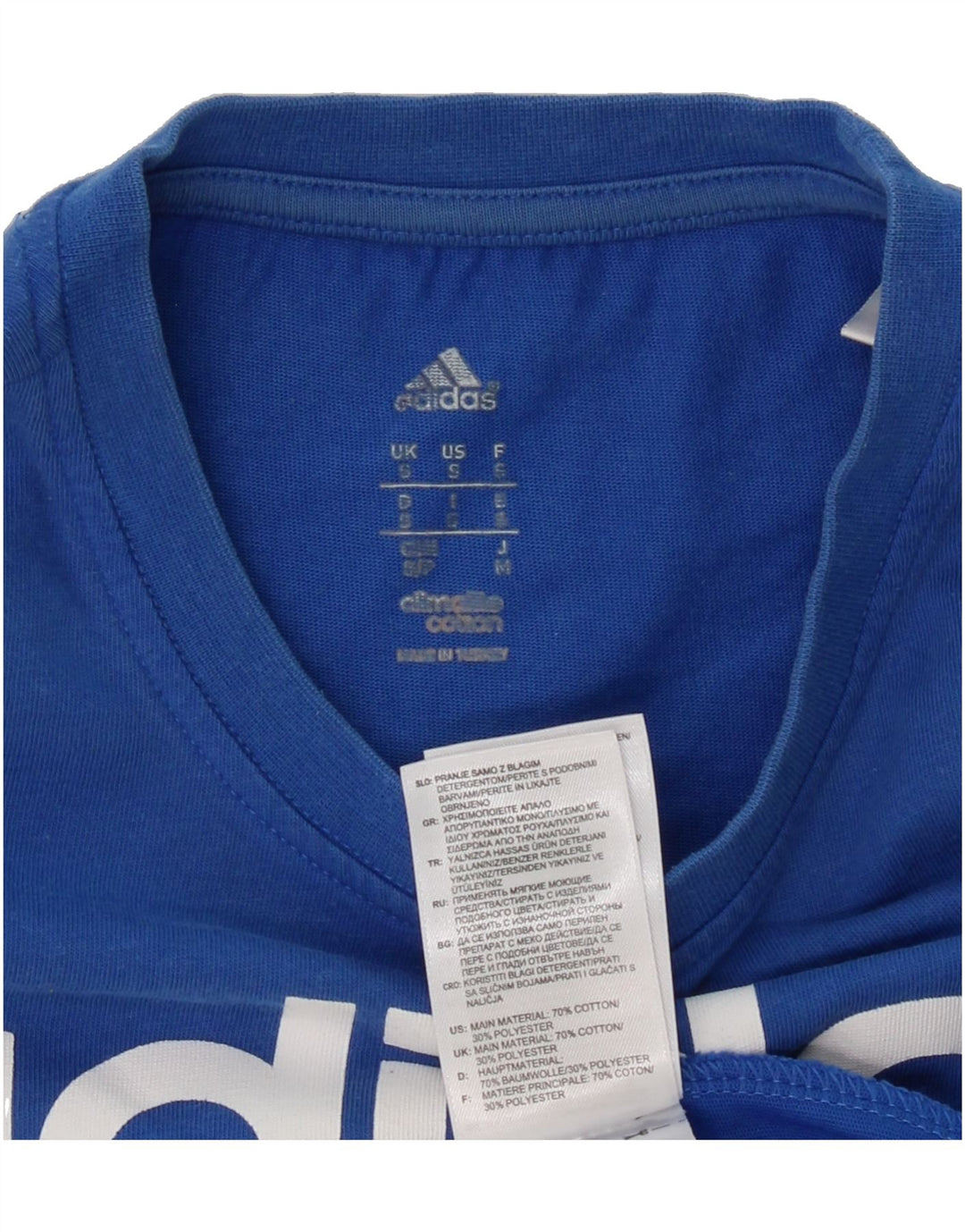 ADIDAS Mens Graphic T-Shirt Top Small Blue Cotton Vintage Adidas and Second-Hand Adidas from Messina Hembry 