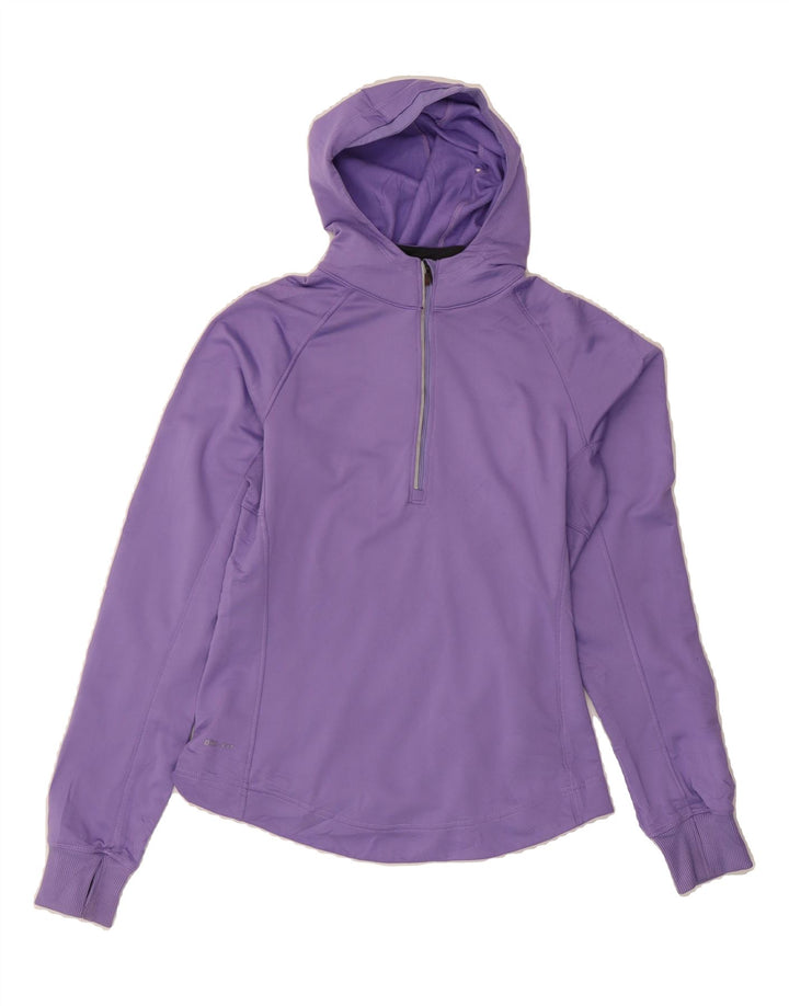 NIKE Womens Hooded Zip Neck Pullover Tracksuit Top UK 10 Small Purple Vintage Nike and Second-Hand Nike from Messina Hembry 