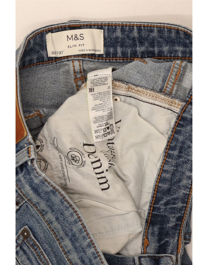 Marks & Spencer Herren Slim Jeans W32 L30 Blaue Baumwolle