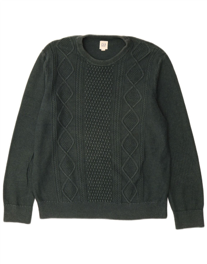 Gap Herren-Pullover mit Rundhalsausschnitt, groß, grüne Baumwolle