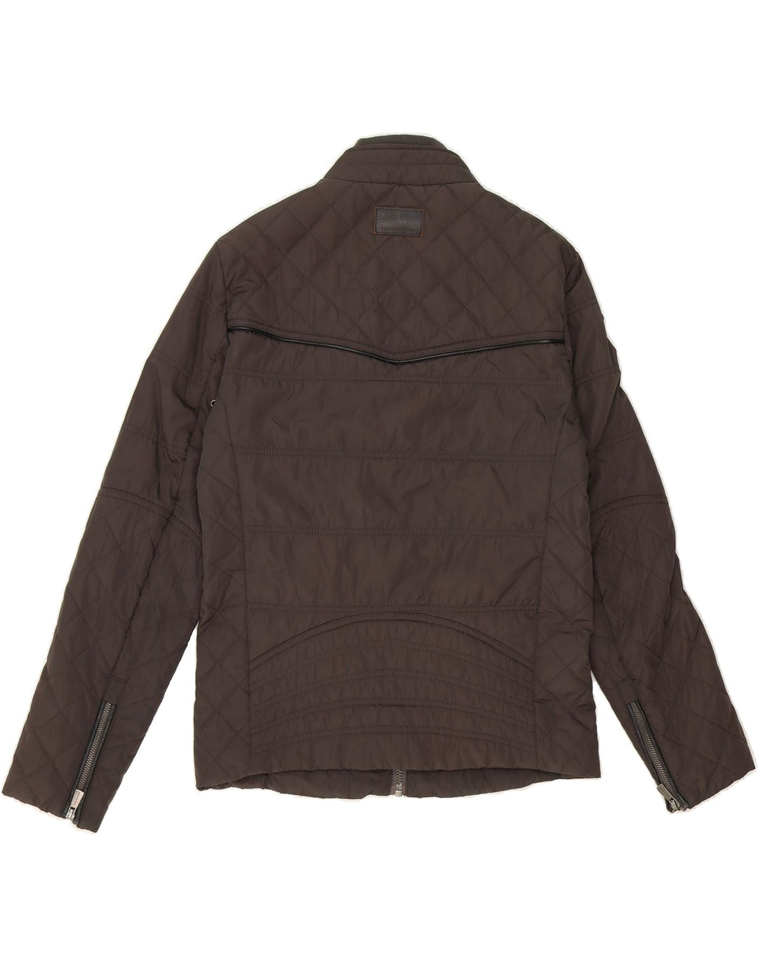 TRUSSARDI Mens Quilted Jacket IT 46 Small Brown Polyester Vintage Trussardi and Second-Hand Trussardi from Messina Hembry 