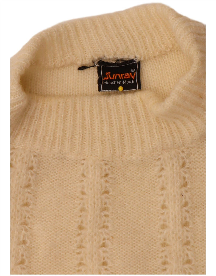Vintage Damen Rollkragenpullover Pullover UK 14 Medium Off White