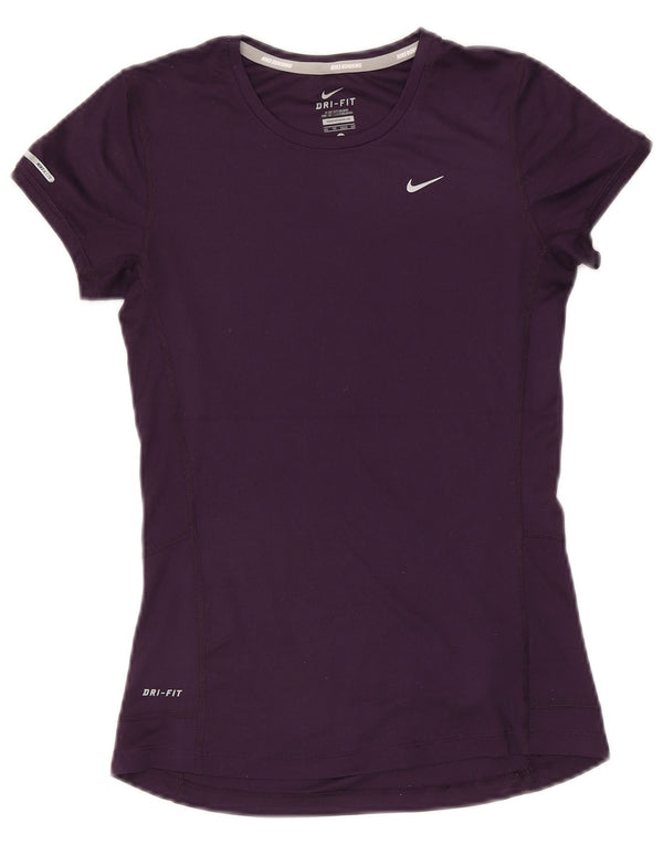 Nike Damen Dri Fit T-Shirt Top UK 6 XS Lila Polyester