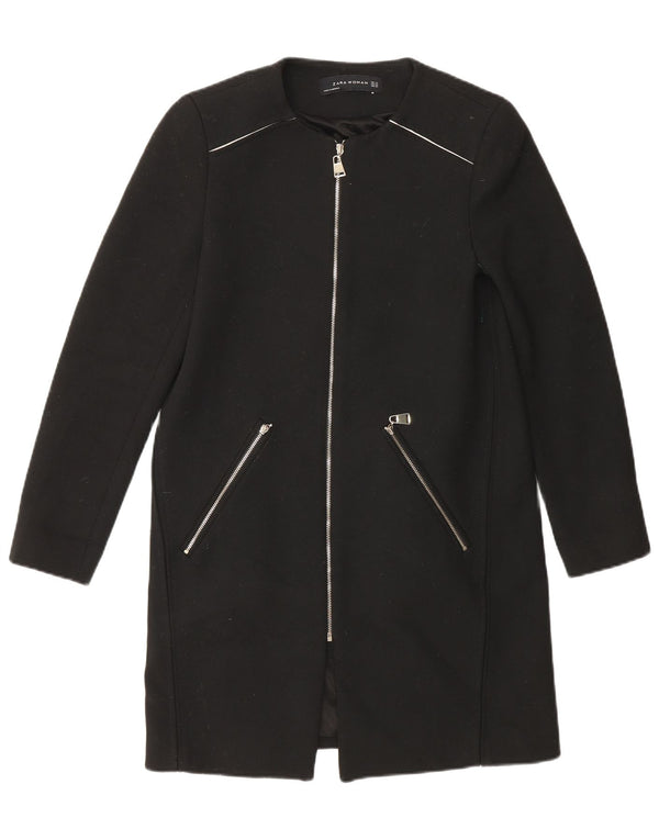 Zara Damen Mantel UK 6 XS Schwarz Polyester