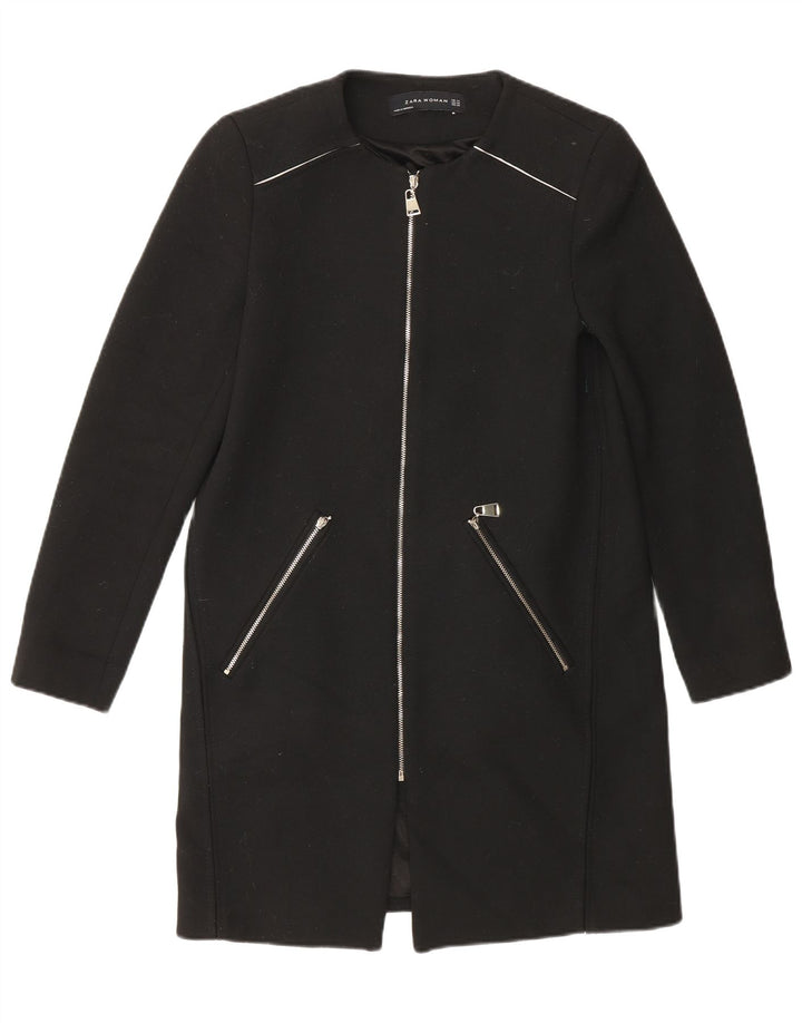 Zara Damen Mantel UK 6 XS Schwarz Polyester