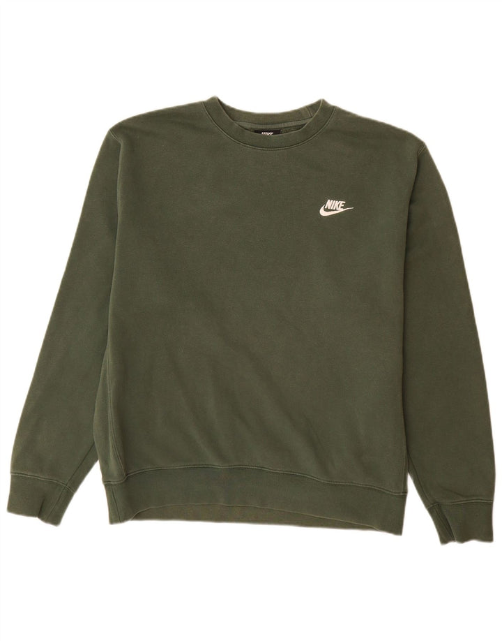 Nike Herren-Sweatshirt-Pullover aus mittelgrüner Baumwolle