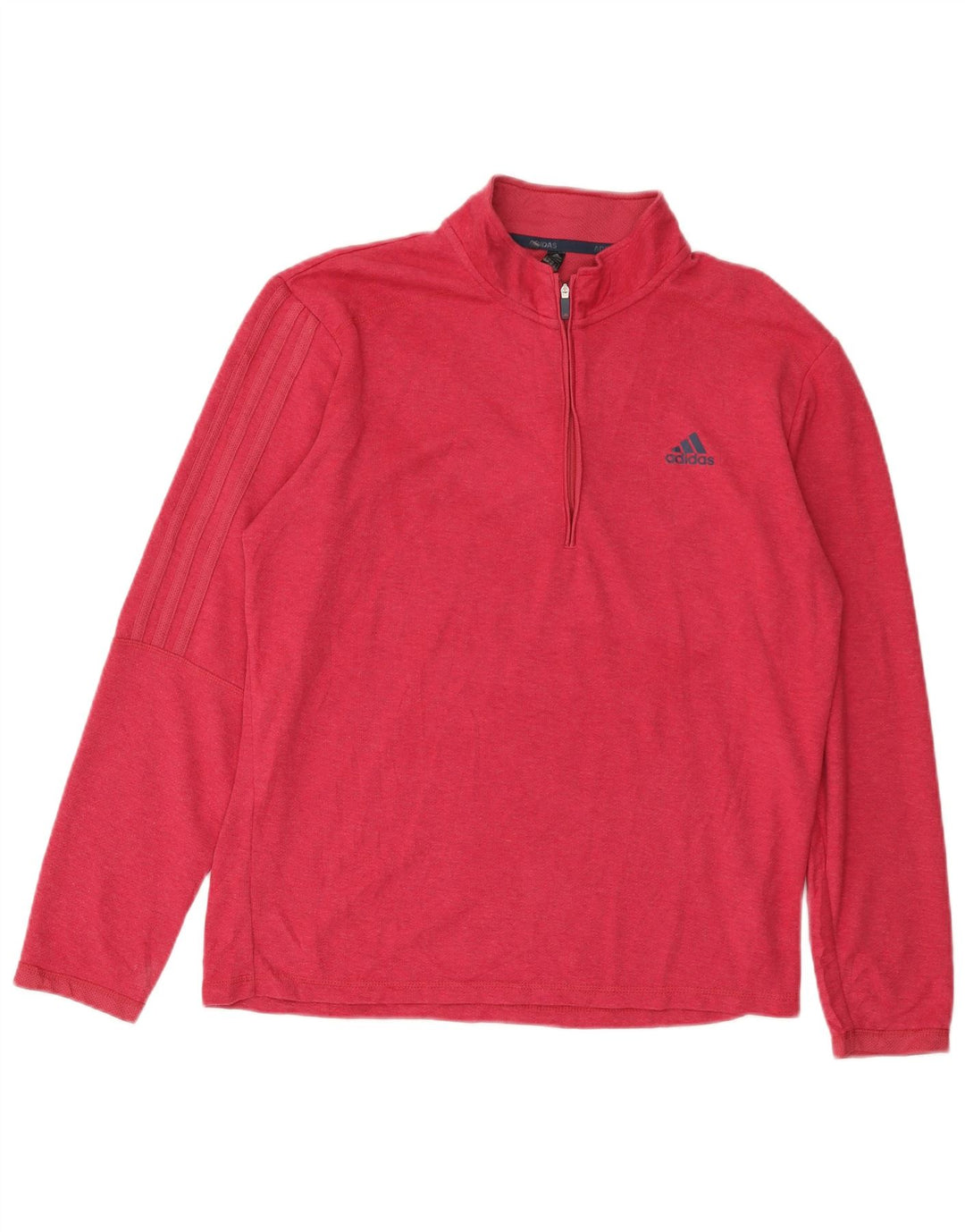 ADIDAS Herren-Pullover-Trainingsanzugoberteil mit Reißverschluss und Halsausschnitt aus mittelrosa Baumwolle