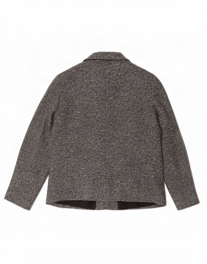 Luisa Spagnoli Damen 5-Knopf-Blazerjacke IT 50 XL Grau gefleckte Wolle