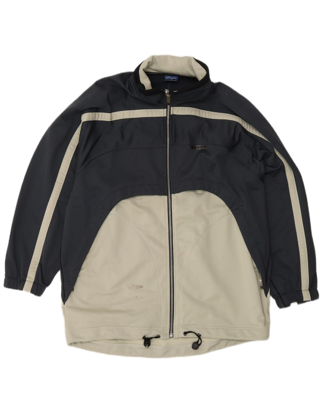 Asics Herren-Trainingsanzug-Top-Jacke, großes marineblaues Farbblock-Polyester