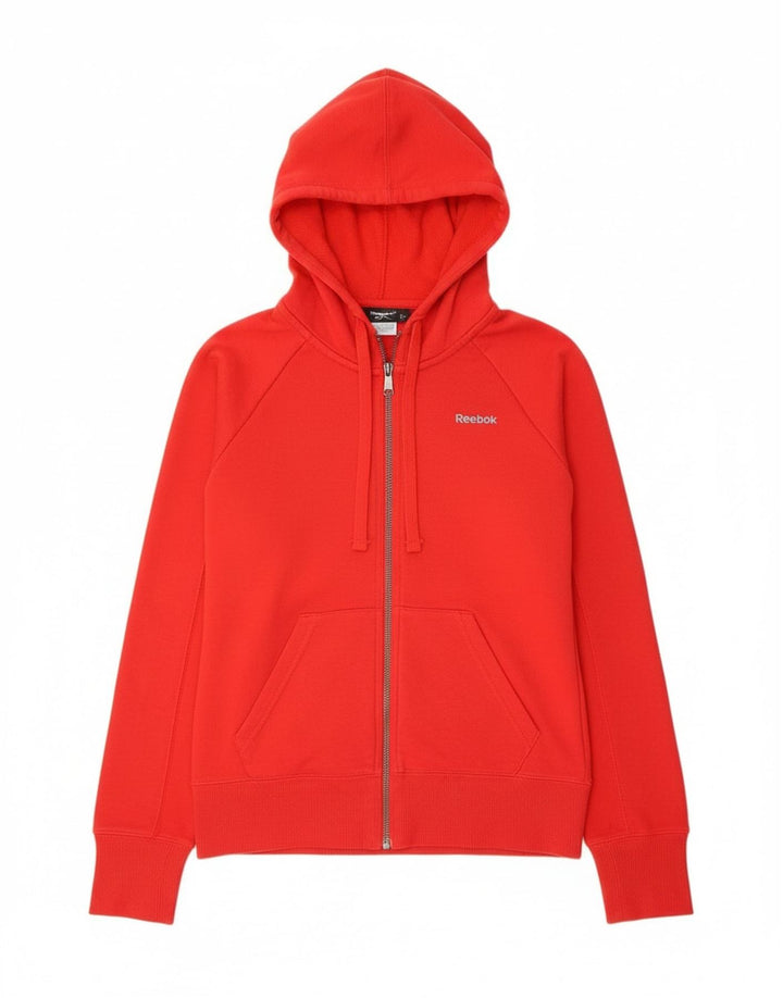 Reebok Damen Zip Hoodie Pullover UK 10 Small Rot