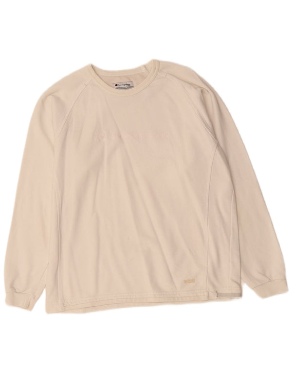 Champion Womens Graphic Oversized Sweatshirt Pullover UK 10 Small Off White